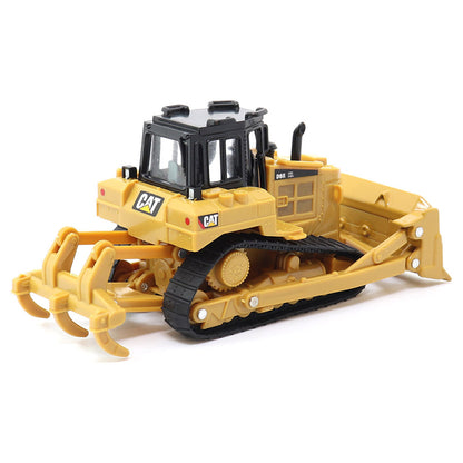Toy bulldozer with CAT logo on a white background