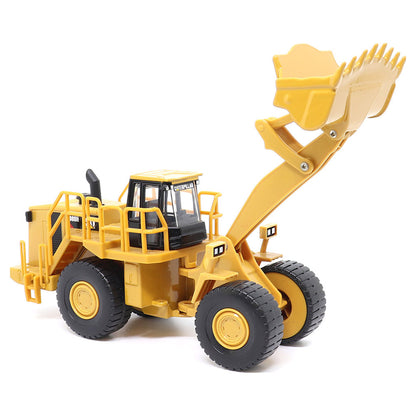 1:64th Scale Model of a CAT Yellow and Black Caterpillar 988H Wheel Loader on a White Background