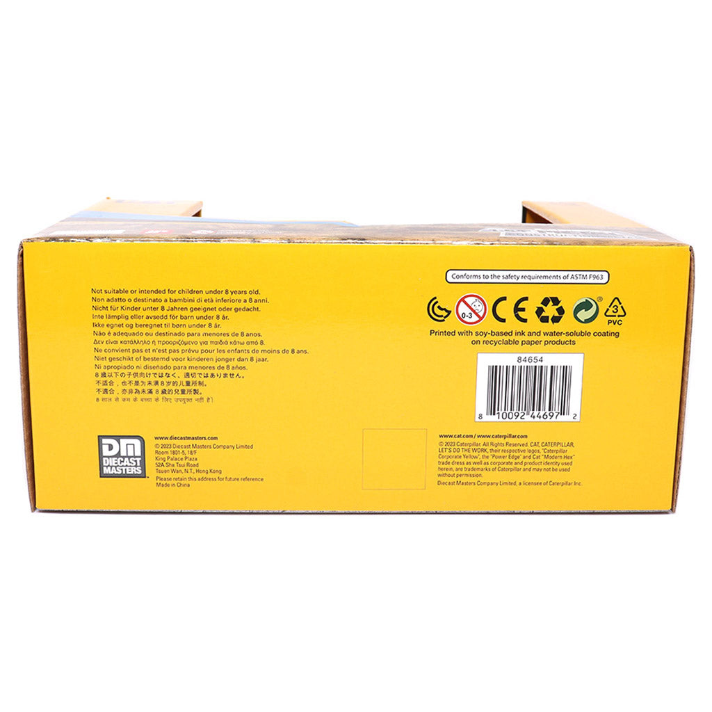 Bottom of yellow box with Diecast Masters logo, barcode and item number