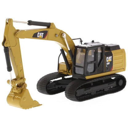 Yellow and Black Caterpillar 320D L Excavator on a White Background
