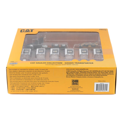 Bottom view of a toy hauler collection packaging with visible branding and product details.