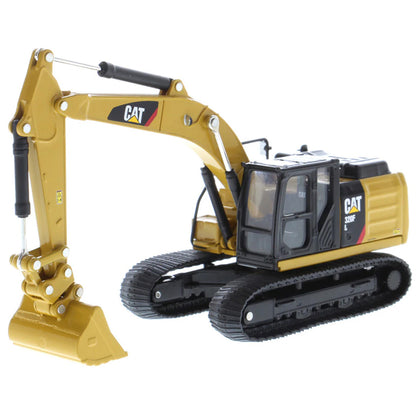 Model excavator with Cat logo on a white background