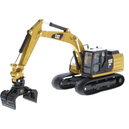 Model excavator with Cat logo on a white background