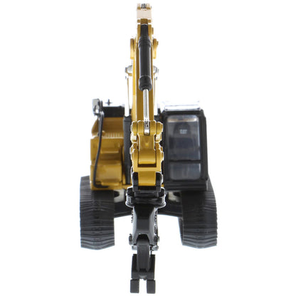Model excavator with Cat logo on a white background