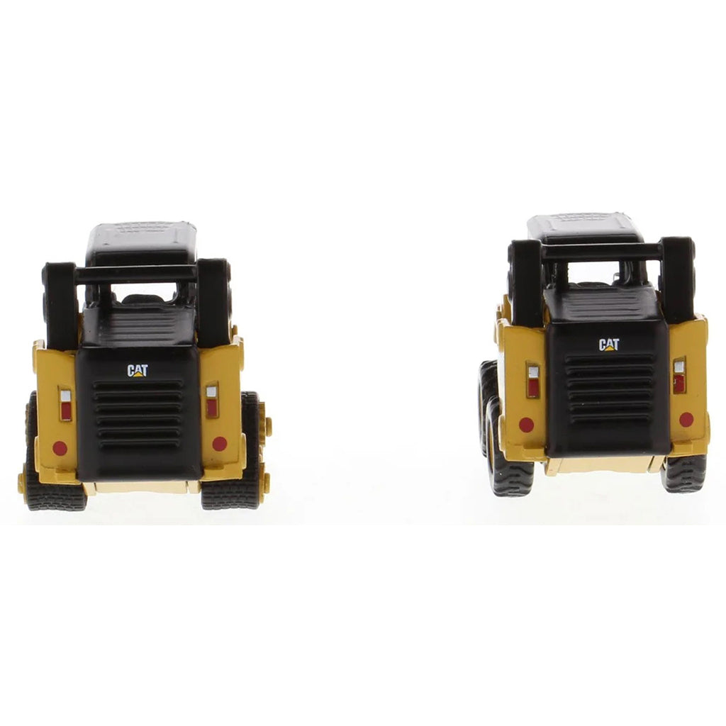 Models of Caterpillar 272D2 Skid-Steer Loader and Cat 297D2 Compact Track Loader on a White Background