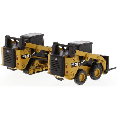 Models of Caterpillar 272D2 Skid-Steer Loader and Cat 297D2 Compact Track Loader on a White Background
