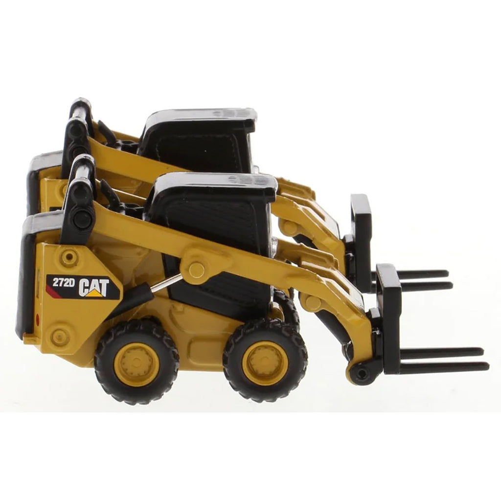 Models of Caterpillar 272D2 Skid-Steer Loader and Cat 297D2 Compact Track Loader on a White Background