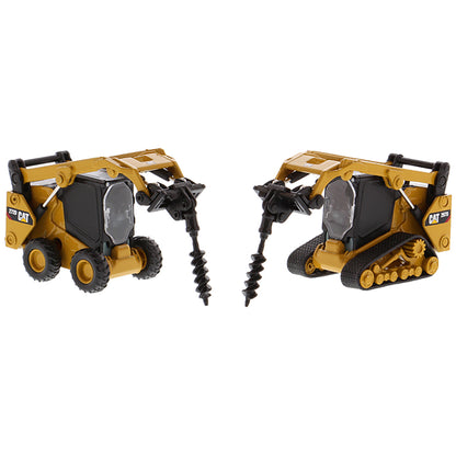 Models of Caterpillar 272D2 Skid-Steer Loader and Cat 297D2 Compact Track Loader on a White Background