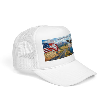 Patriotic Foam Trucker Hat — "United We Stand" Eagle & American Flag Design