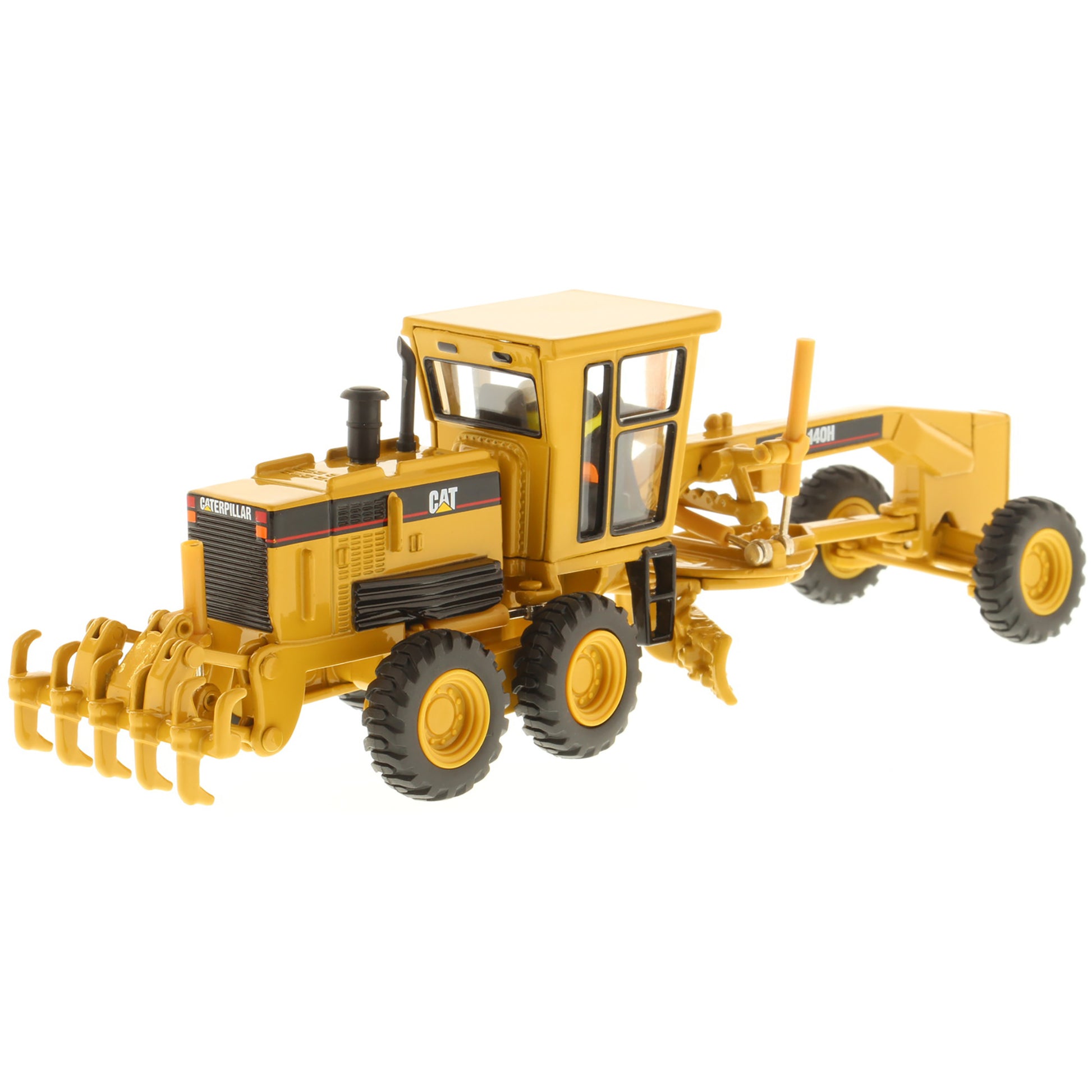 Model of a Caterpillar Caterpillar 140H Road Grader Construction Vehicle on a White Background