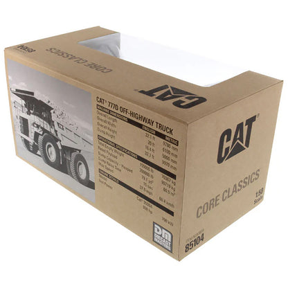 Model of a Caterpillar 777D Off-Highway Dump Truck in WIndow Box Packaging on a White Background