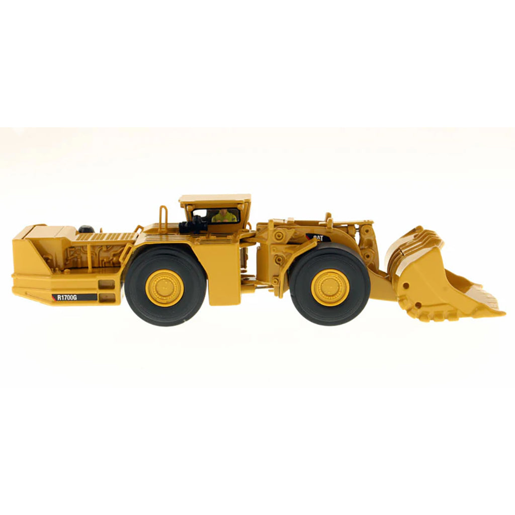 Model of a Caterpillar R1700G Underground Mining Loader on a White Background