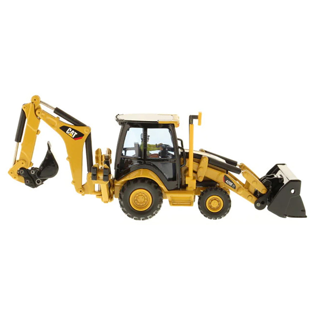 Model of a Caterpillar 420E IT Backhoe Loader on a White Background