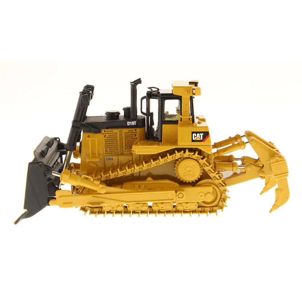Model of a Caterpillar D10T Track Type Dozer with Rear Ripper on a White Background