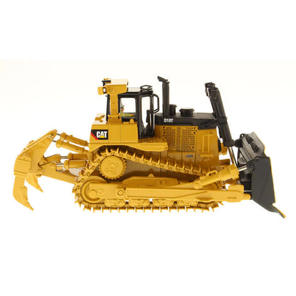 Model of a Caterpillar D10T Track Type Dozer with Rear Ripper on a White Background