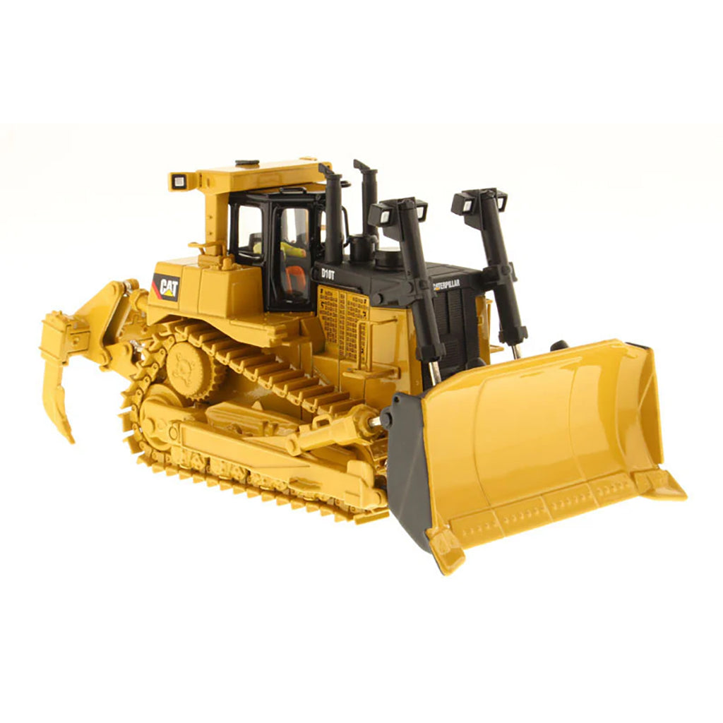 Model of a Caterpillar D10T Track Type Dozer with Rear Ripper on a White Background