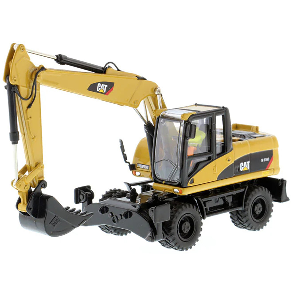Model of a Caterpillar M316D Wheeled Hydraulic Excavator on a White Background