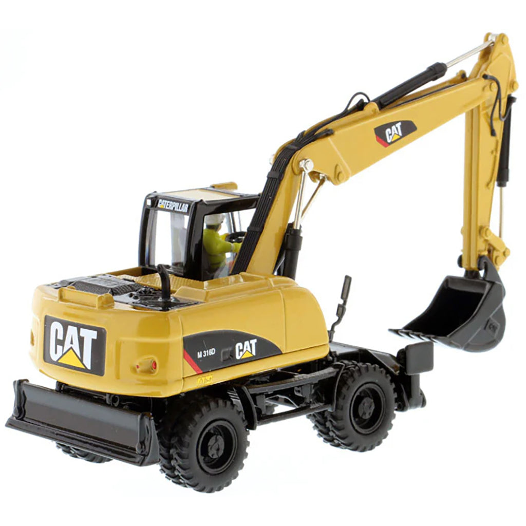 Model of a Caterpillar M316D Wheeled Hydraulic Excavator on a White Background