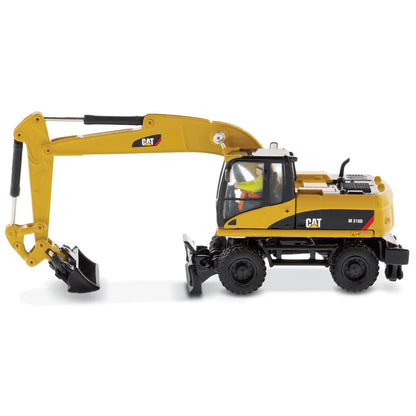 Model of a Caterpillar M318D Wheeled Excavator on a White Background