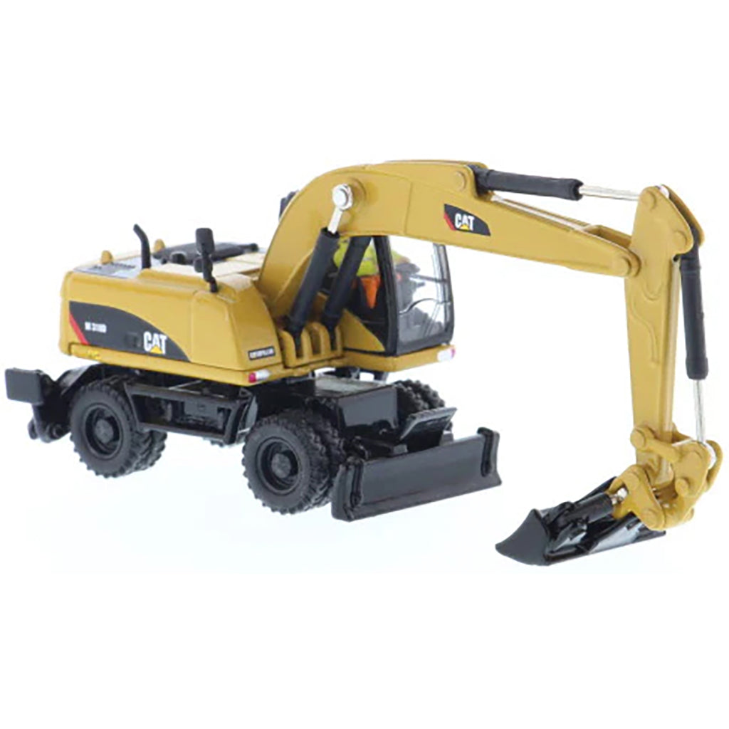 Model of a Caterpillar M318D Wheeled Excavator on a White Background