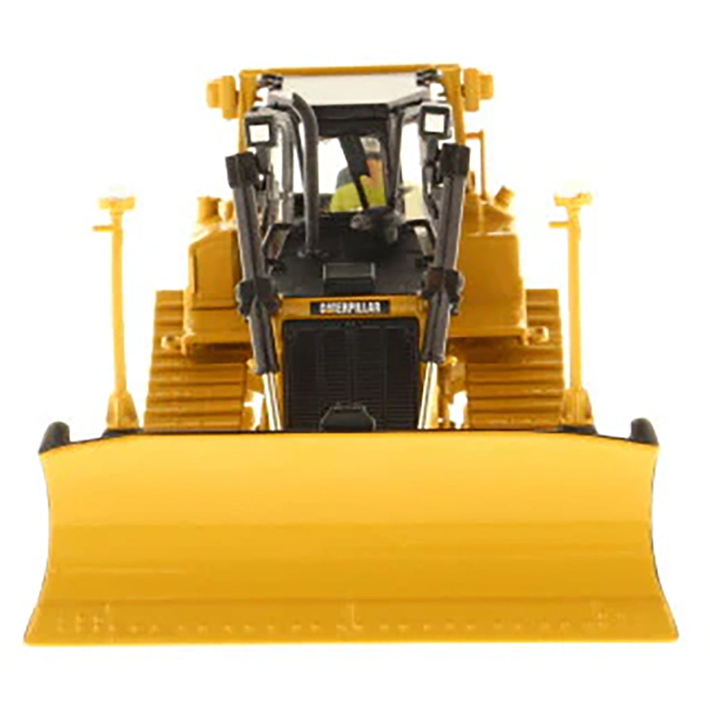 Model of a Yellow Caterpillar D6T XW VPAT Track-Type Dozer with Rear Ripper & AccuGrade GPS on a White Background