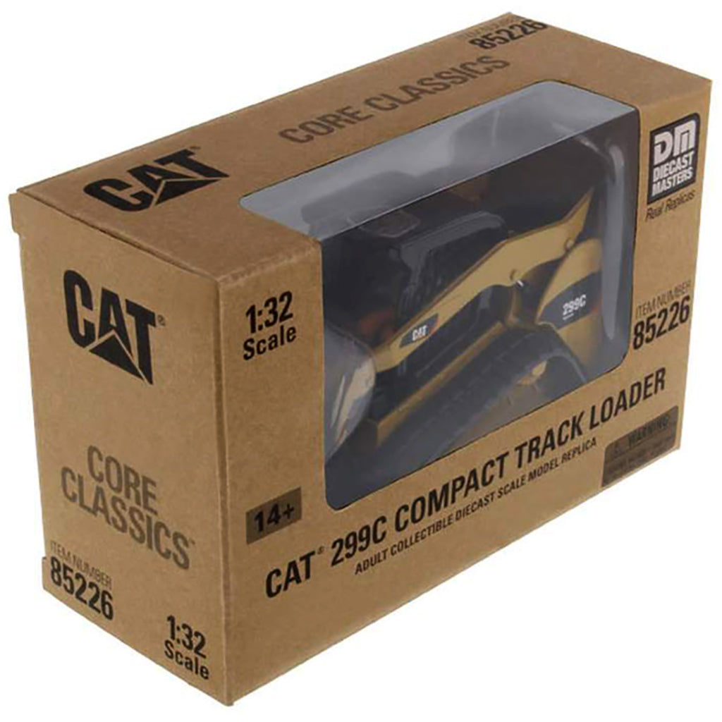 Boxed model of a Caterpillar 299C Compact Track Loader with clear window