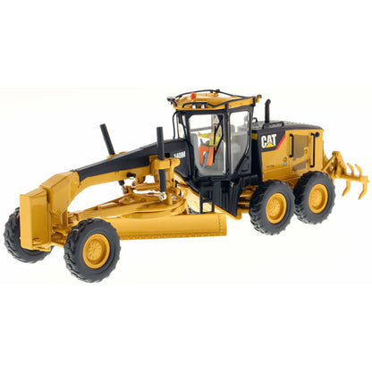 Model of a Caterpillar 140M Motor Grader Construction Vehicle on a White Background