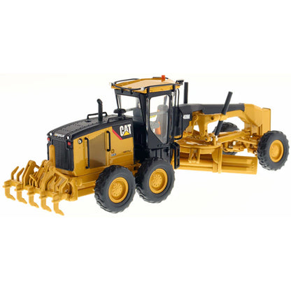 Model of a Caterpillar 140M Motor Grader Construction Vehicle on a White Background
