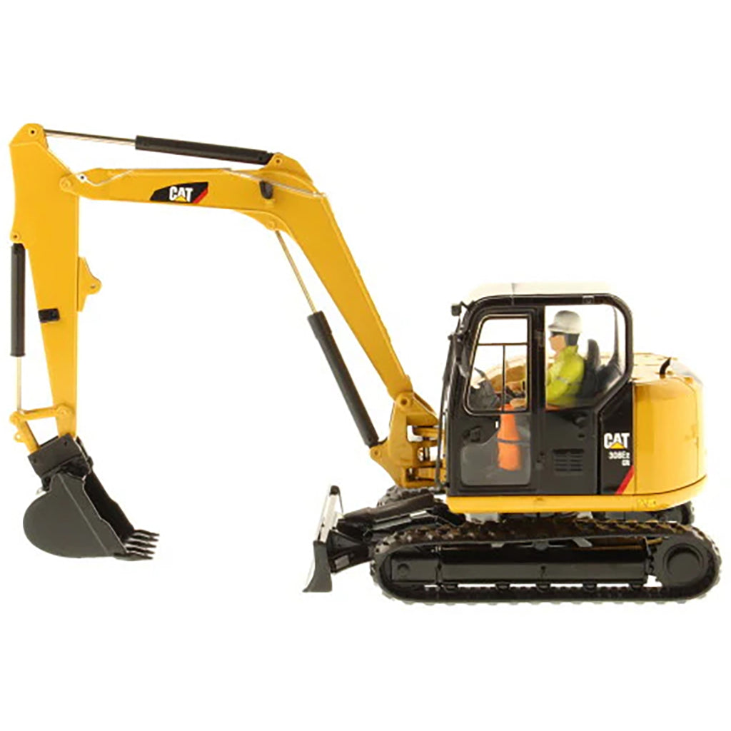 Model of a Caterpillar 302E Mini-Excavator on a White Background