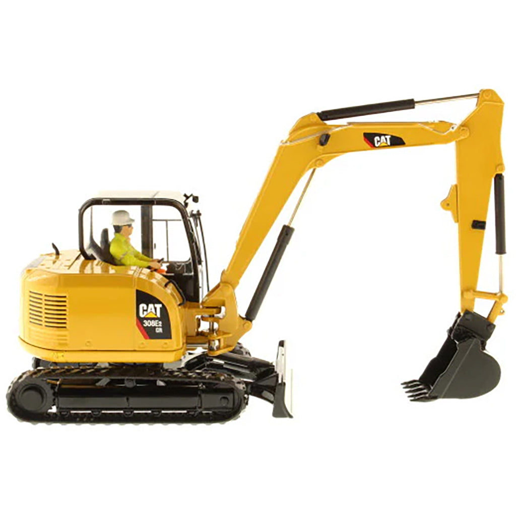Model of a Caterpillar 302E Mini-Excavator on a White Background