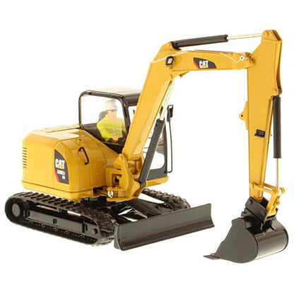 Model of a Caterpillar 302E Mini-Excavator on a White Background