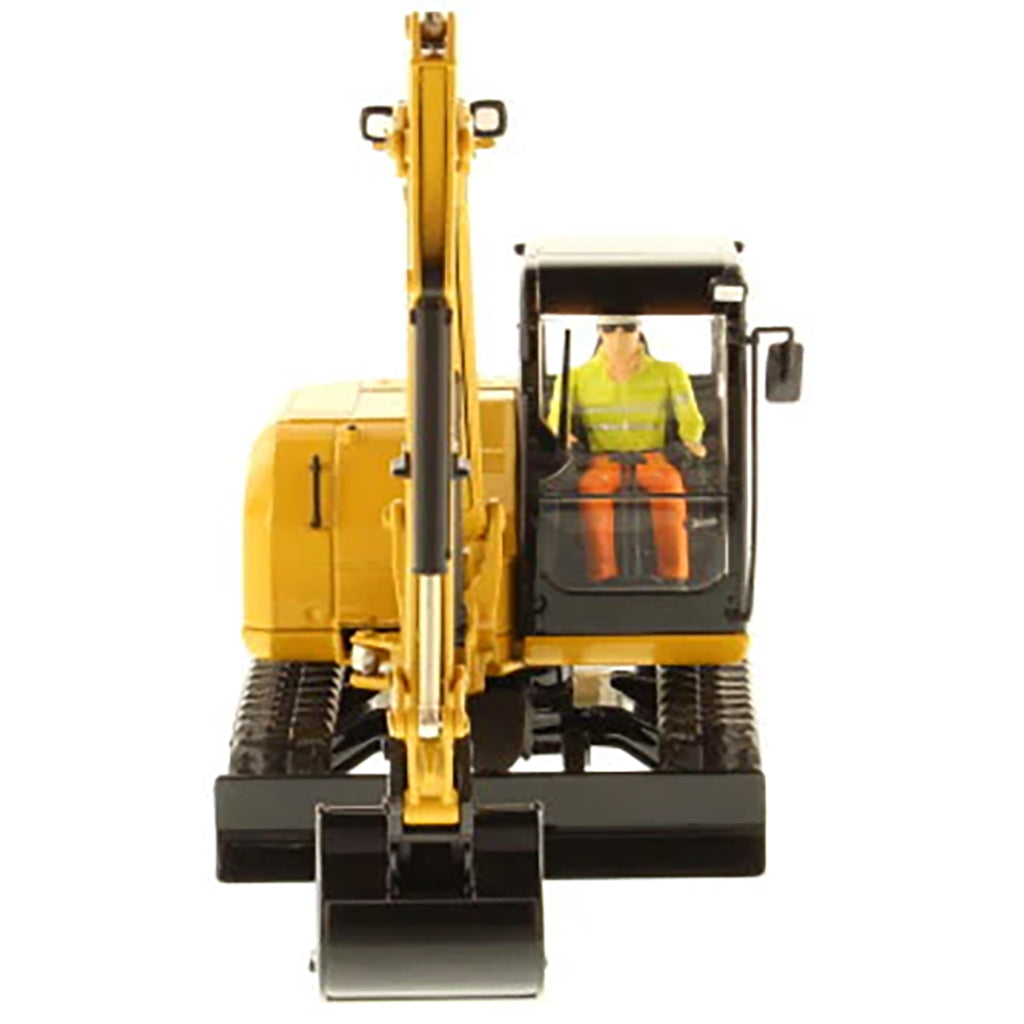 Model of a Caterpillar 302E Mini-Excavator on a White Background