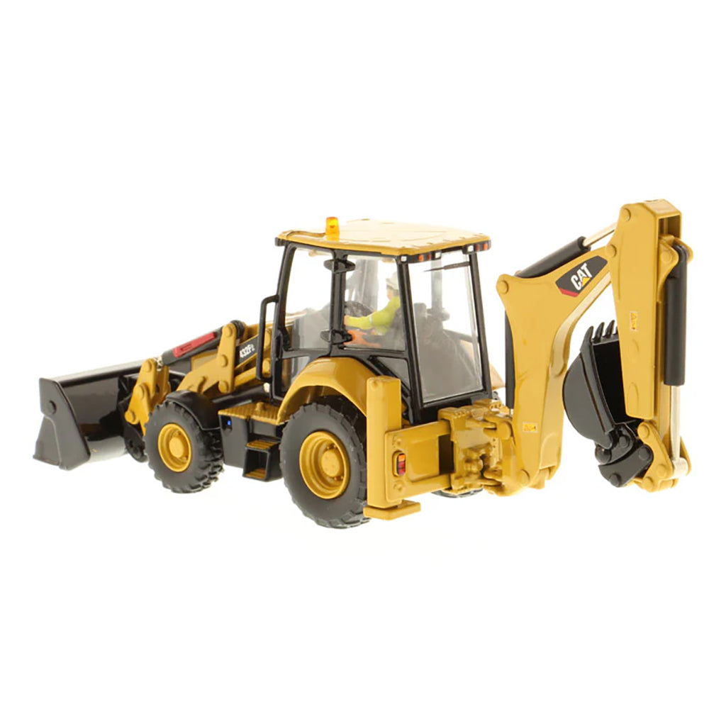 Model of a Caterpillar 432F2 Side Shift Backhoe Loader on a White Background