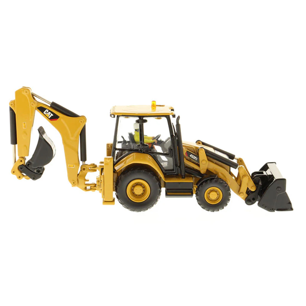 Model of a Caterpillar 432F2 Side Shift Backhoe Loader on a White Background