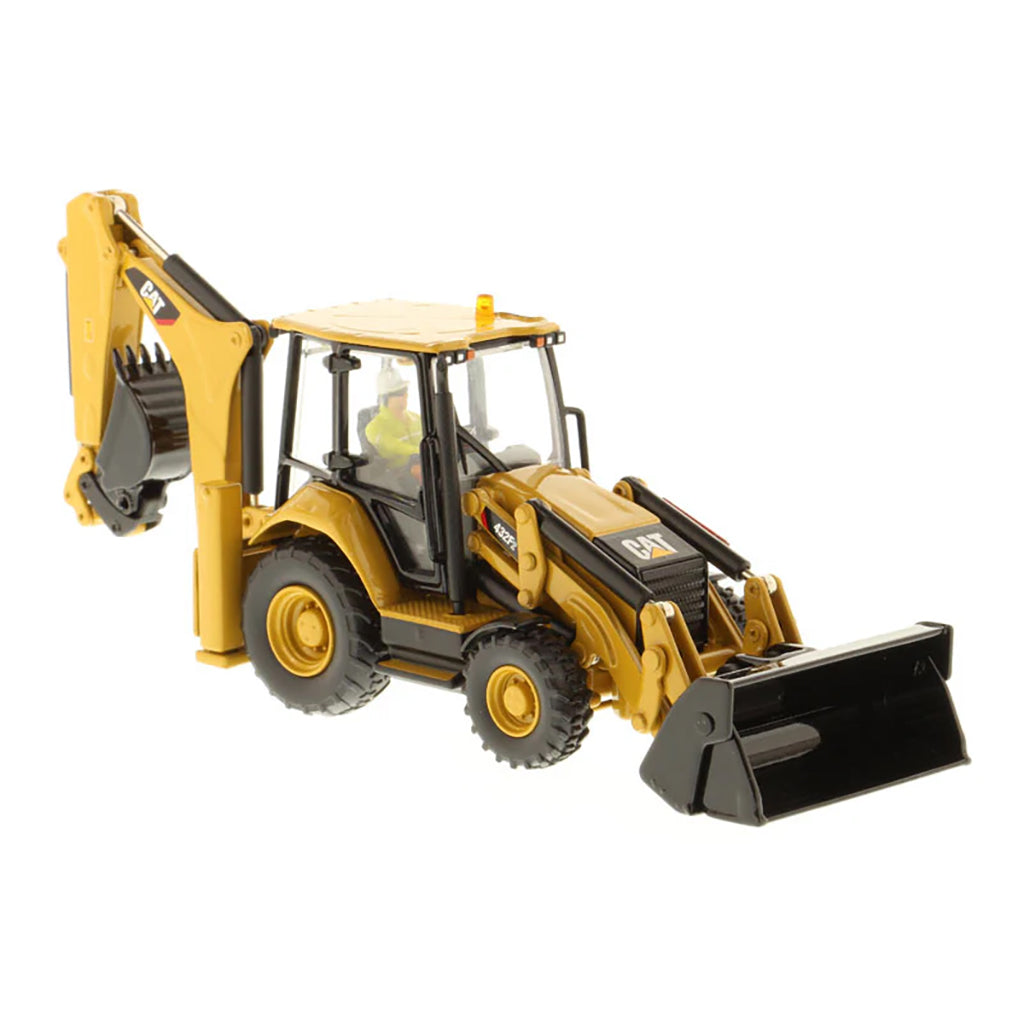 Model of a Caterpillar 432F2 Side Shift Backhoe Loader on a White Background