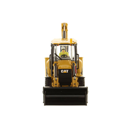 Model of a Caterpillar 432F2 Side Shift Backhoe Loader on a White Background