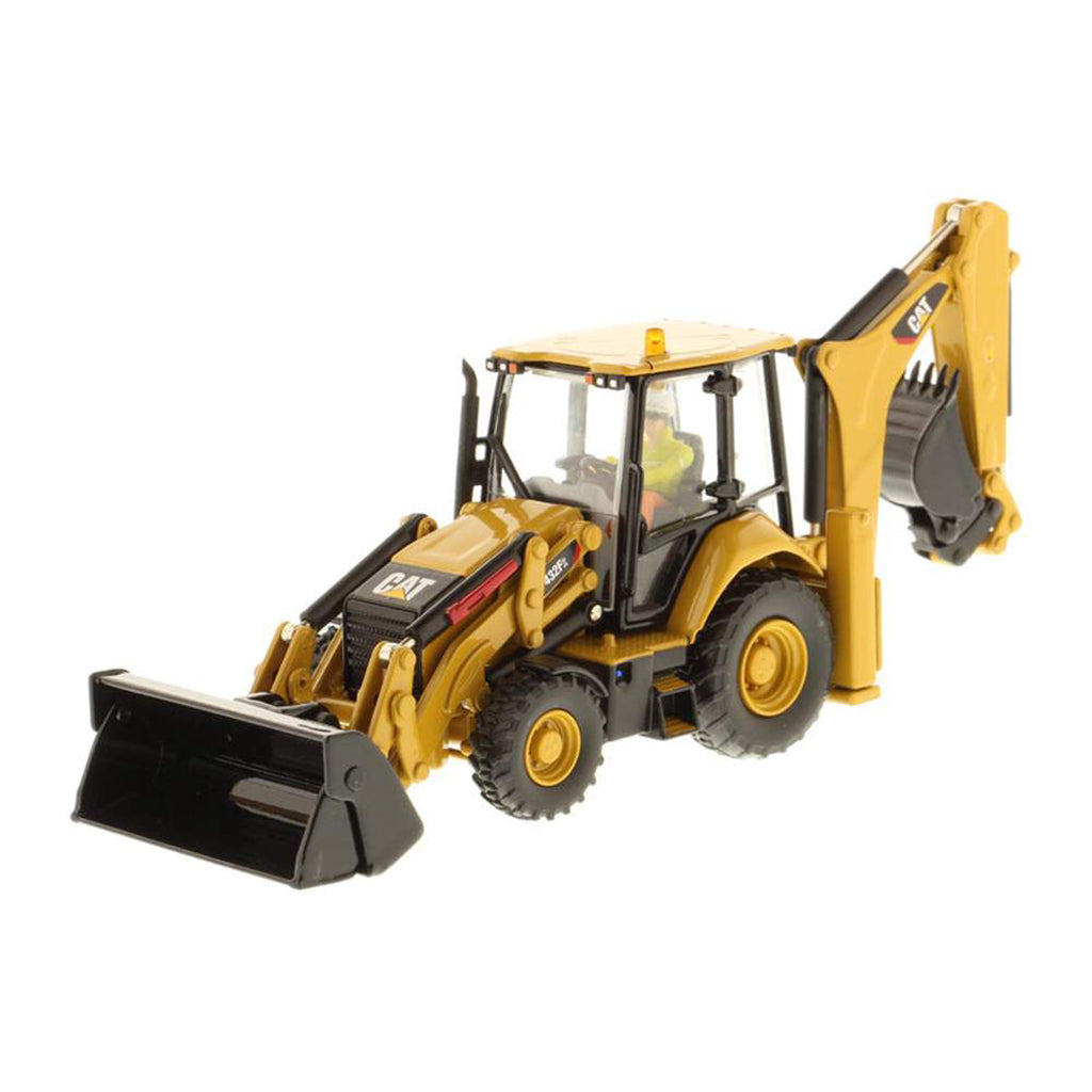 Model of a Caterpillar 432F2 Side Shift Backhoe Loader on a White Background