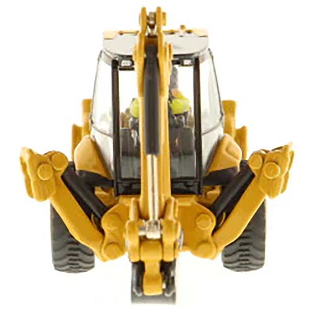 Model of a Caterpillar 450E Backhoe Loader on a White Background