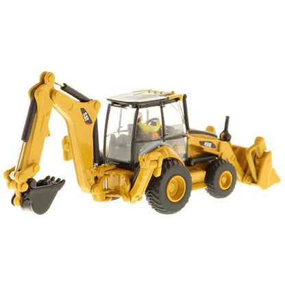 Model of a Caterpillar 450E Backhoe Loader on a White Background