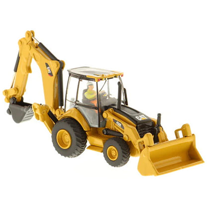 Model of a Caterpillar 450E Backhoe Loader on a White Background