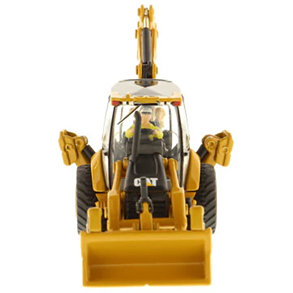 Model of a Caterpillar 450E Backhoe Loader on a White Background