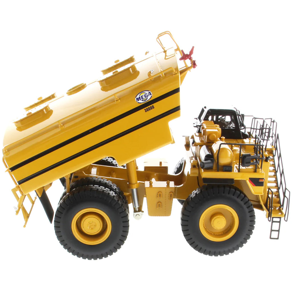 Model of a Caterpillar MWT30 Mega Mining Water Tank Truck on a White Background