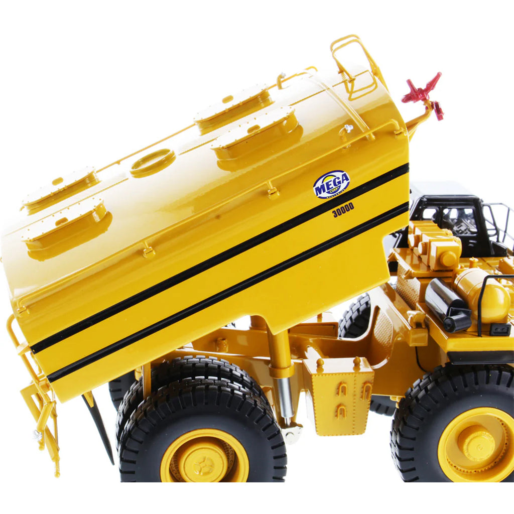 Model of a Caterpillar MWT30 Mega Mining Water Tank Truck on a White Background