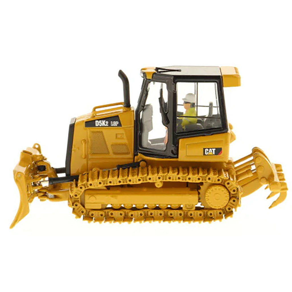 Model of a Caterpillar D5K2 LGP Track-Type Dozer with Rear Ripper on a White Background