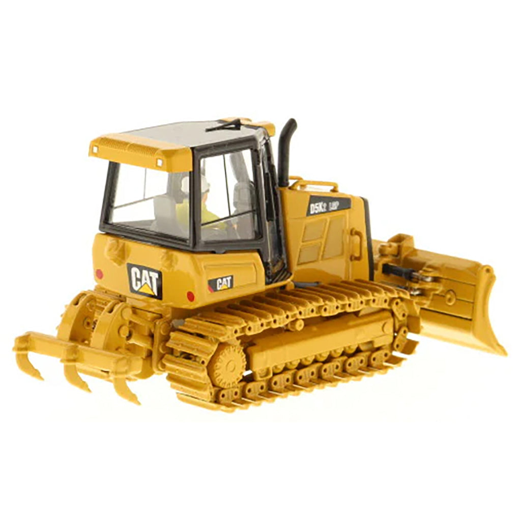 Model of a Caterpillar D5K2 LGP Track-Type Dozer with Rear Ripper on a White Background