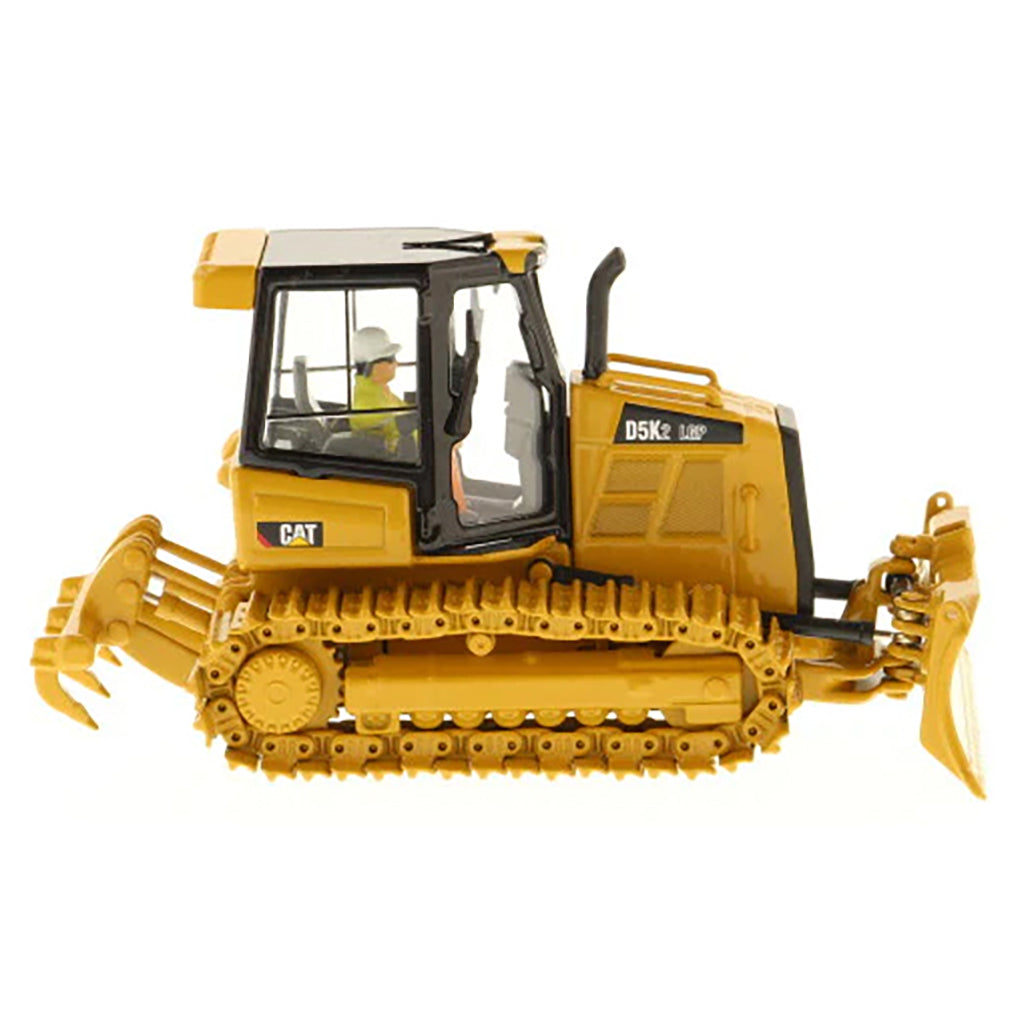 Model of a Caterpillar D5K2 LGP Track-Type Dozer with Rear Ripper on a White Background