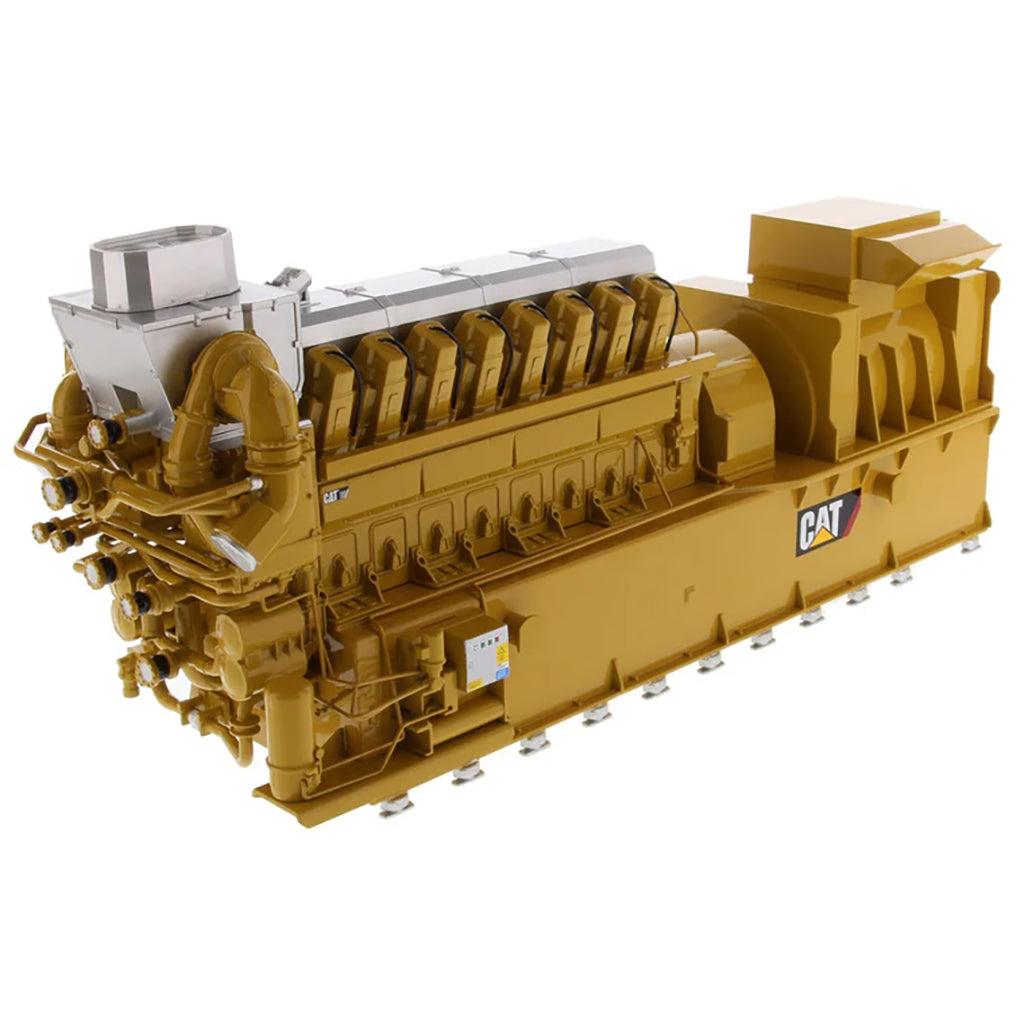 Model of a Yellow Caterpillar CG260-16 Gas Generator Set on a White Background