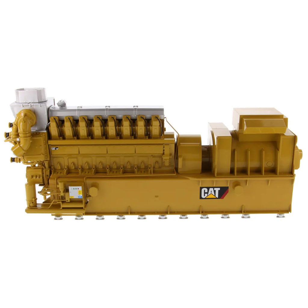 Model of a Yellow Caterpillar CG260-16 Gas Generator Set on a White Background
