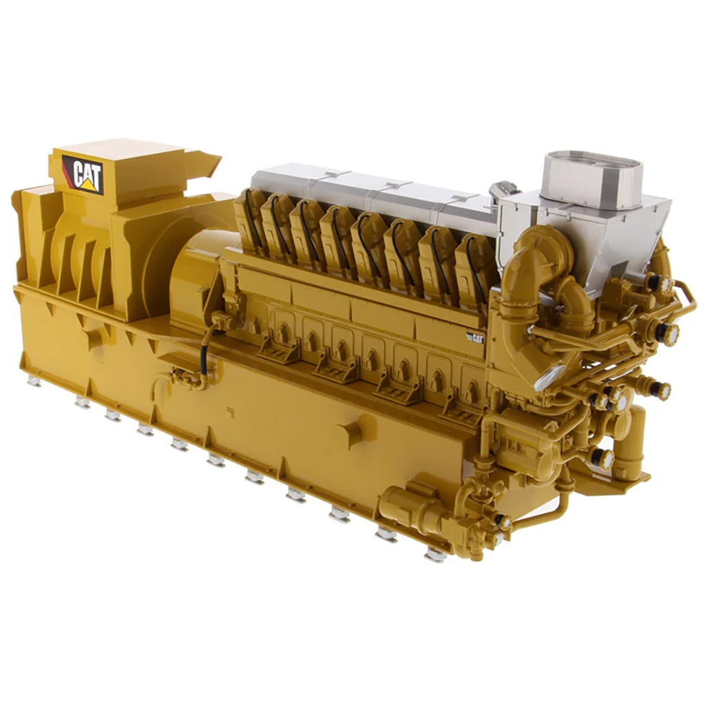 Model of a Yellow Caterpillar CG260-16 Gas Generator Set on a White Background