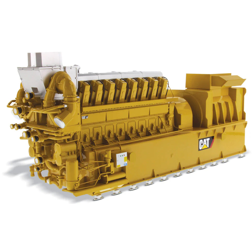 Model of a Yellow Caterpillar CG260-16 Gas Generator Set on a White Background